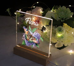 Personalised Butterfly On Wildflower Gift Night Light Bedroom