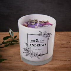 Beautiful Embellished Wedding Day or Anniversary Personalised Candle Gift