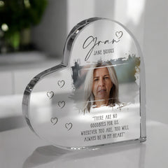 Gran Memorial Keepsake | Acrylic Block Remembrance Heart with Photo | Bereavement Sympathy Condolence Gift | 10x10x2cm