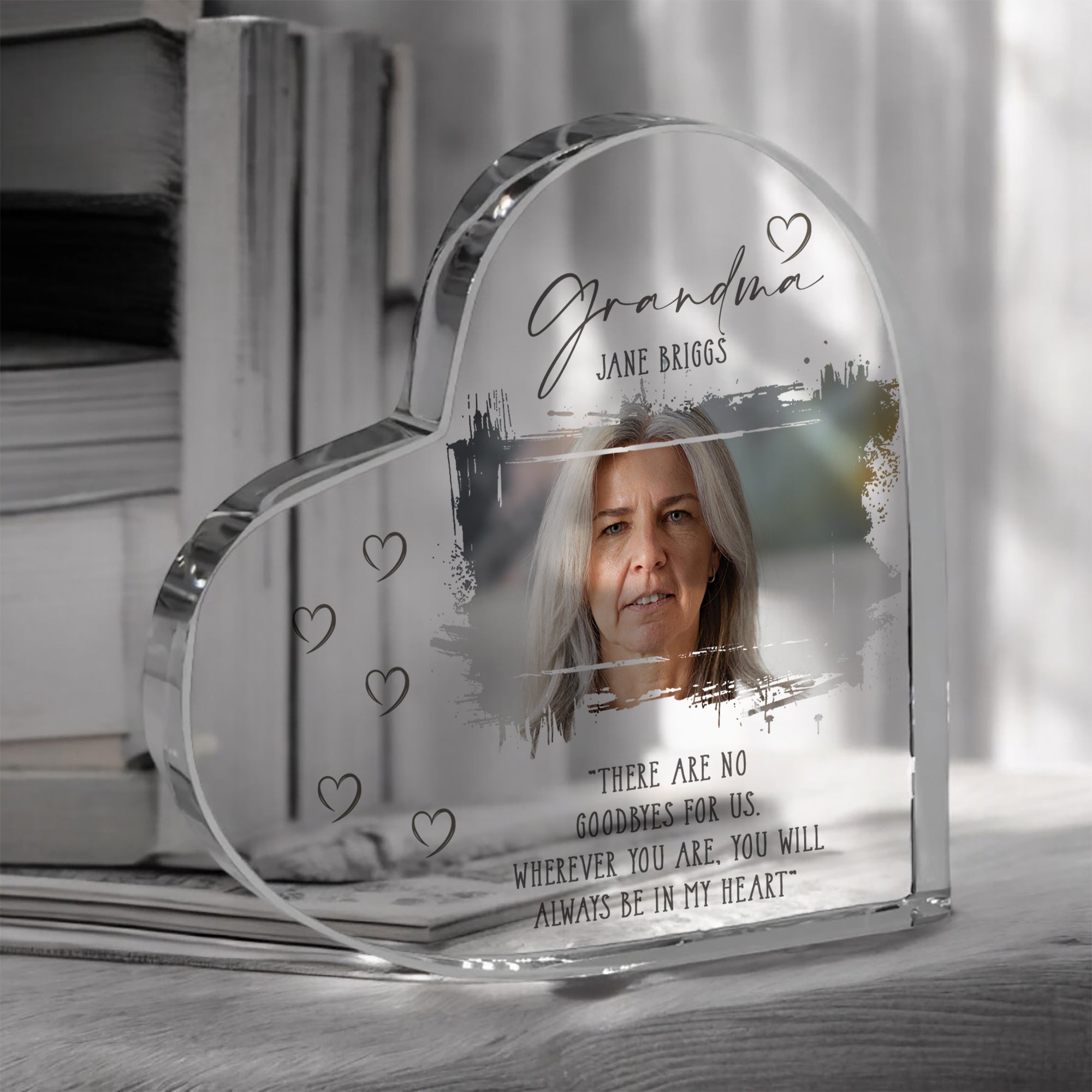 Grandma Memorial Keepsake | Acrylic Block Remembrance Heart with Photo | Bereavement Sympathy Condolence Gift | 10x10x2cm