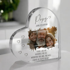 Pops Memorial Keepsake | Acrylic Block Remembrance Heart with Photo | Bereavement Sympathy Condolence Gift | 10x10x2cm