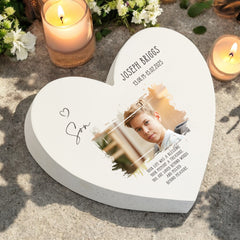 Personalised Son Sympathy Memorial Heart Gift With Photo