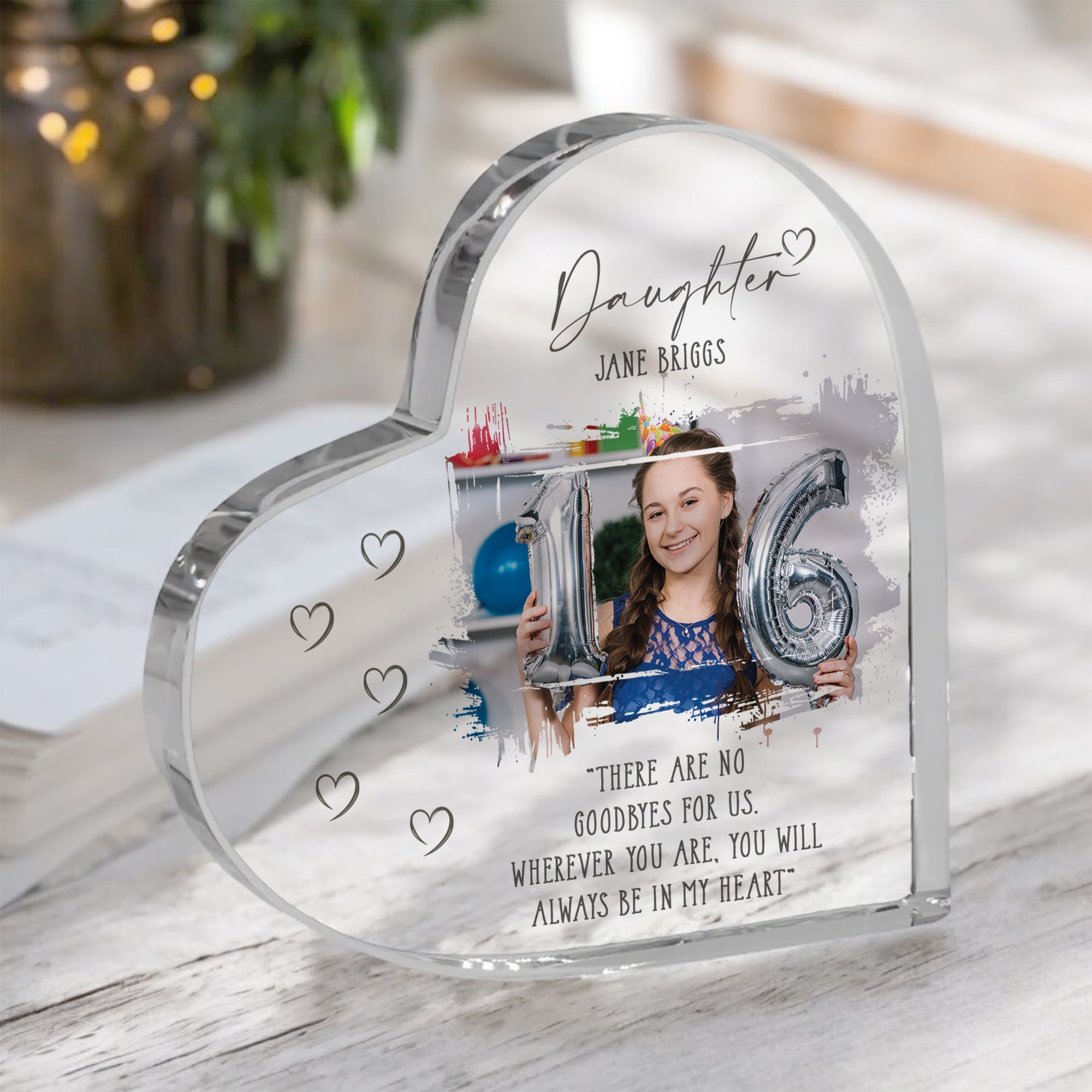 Daughter Memorial Keepsake | Acrylic Block Remembrance Heart with Photo | Bereavement Sympathy Condolence Gift | 10x10x2cm