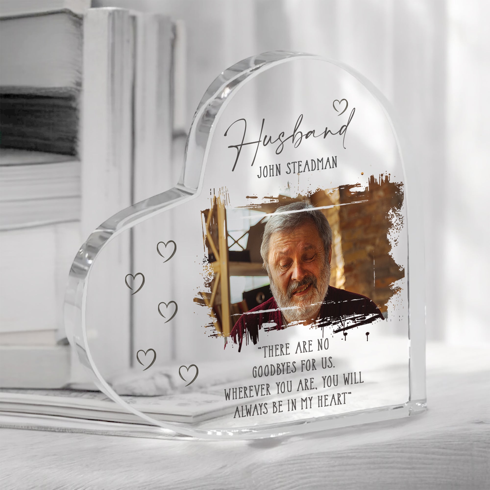 Husband Memorial Keepsake | Acrylic Block Remembrance Heart with Photo | Bereavement Sympathy Condolence Gift | 10x10x2cm