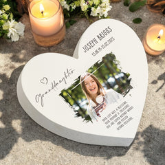 Personalised Granddaughter Sympathy Memorial Heart Gift With Photo