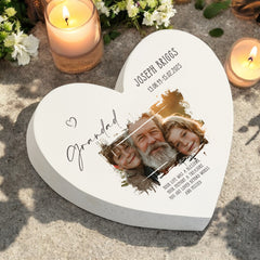 Personalised Grandad Sympathy Memorial Heart Gift With Photo