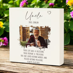 Personalised Uncle Memorial Sympathy Plaque Indoor or Outdoor With Photo