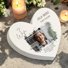 Personalised Wife Sympathy Memorial Heart Gift With Photo