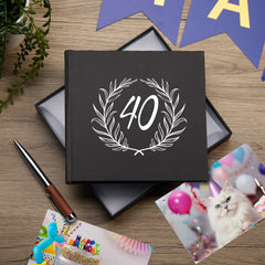 40th Birthday Black Photo Album Gift For Him With Laurel Wreath