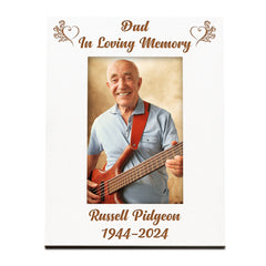 Personalised Dad In Loving Memory Engraved White Wooden Photo Frame