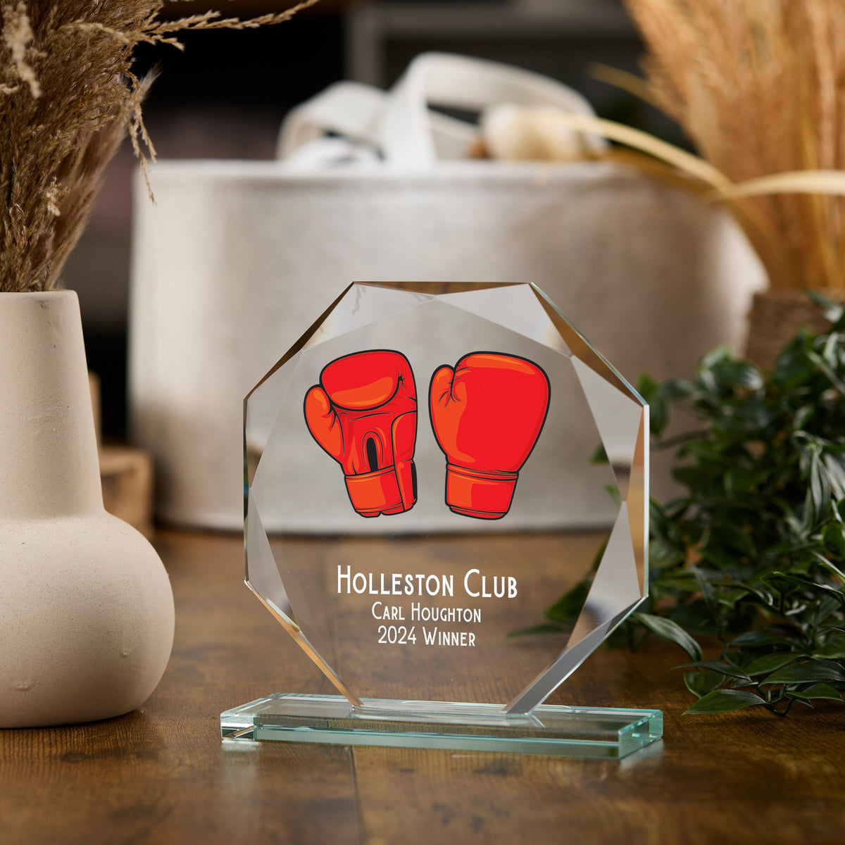 Large Jade Glass Personalised 15cm Colour Boxing Trophy Award