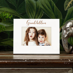 Grandchildren Engraved White Wooden Photo Frame Gift