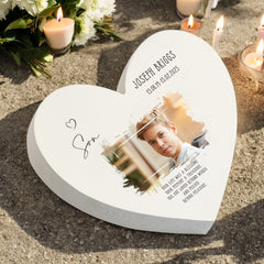 Personalised Son Sympathy Memorial Heart Gift With Photo