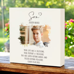 Personalised Son Memorial Sympathy Plaque Indoor or Outdoor With Photo