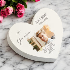 Personalised Grandson Sympathy Memorial Heart Gift With Photo