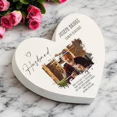 Personalised Husband Sympathy Memorial Heart Gift With Photo