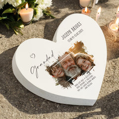 Personalised Grandad Sympathy Memorial Heart Gift With Photo