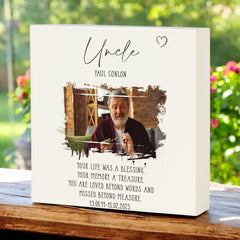 Personalised Uncle Memorial Sympathy Plaque Indoor or Outdoor With Photo