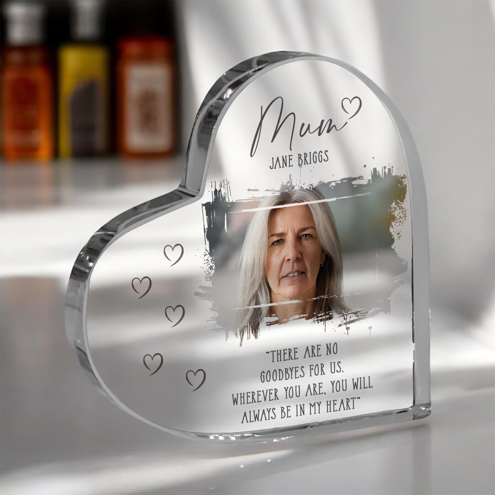 Mum Memorial Keepsake | Acrylic Block Remembrance Heart with Photo | Bereavement Sympathy Condolence Gift | 10x10x2cm