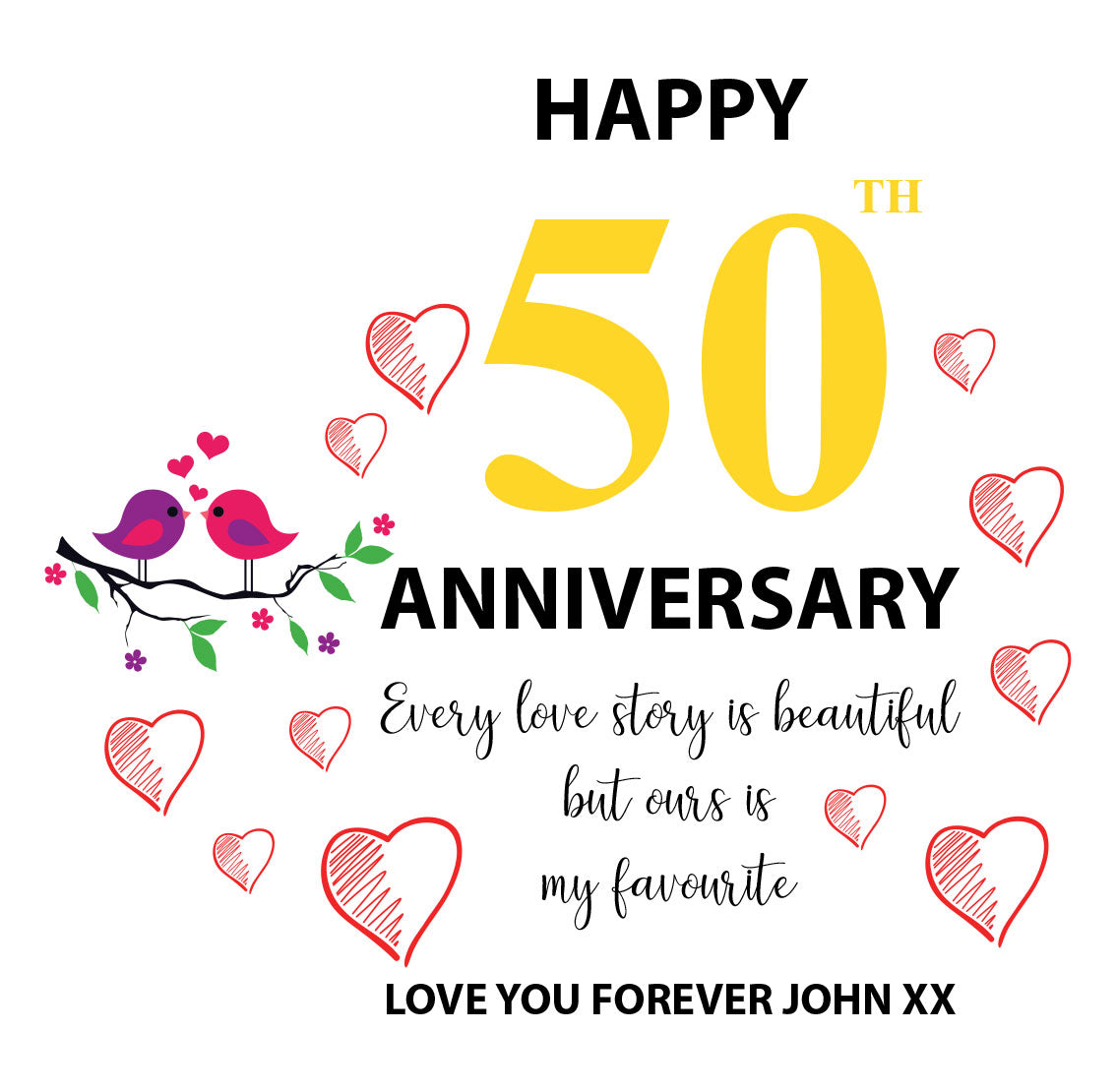 Beautiful Personalised 50th Wedding Anniversary Heart Block In Gift Box