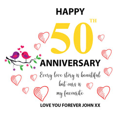 Beautiful Personalised 50th Wedding Anniversary Heart Block In Gift Box