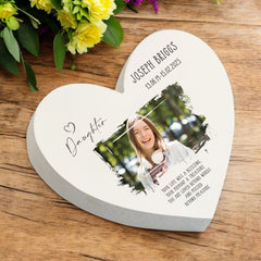 Personalised Daughter Sympathy Memorial Heart Gift With Photo