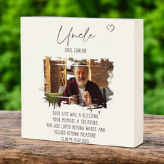 Personalised Uncle Memorial Sympathy Plaque Indoor or Outdoor With Photo