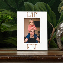I Heart My Niece Engraved White Wooden Portrait Picture Photo Frame