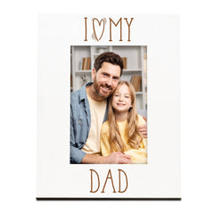 I Heart My Dad Engraved White Wooden Portrait Picture Photo Frame