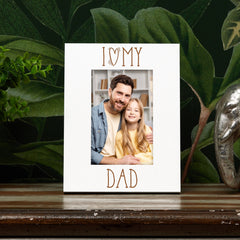 I Heart My Dad Engraved White Wooden Portrait Picture Photo Frame