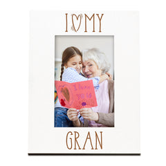 I Heart My Gran Engraved White Wooden Portrait Picture Photo Frame