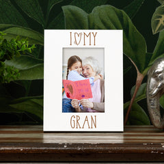 I Heart My Gran Engraved White Wooden Portrait Picture Photo Frame