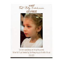 Personalised First Holy Communion White Wooden Photo Frame Portrait