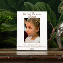 Personalised First Holy Communion White Wooden Photo Frame Portrait