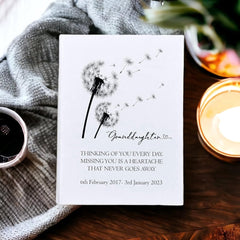 Personalised Granddaughter Remembrance With Dandelions 100 x 6"x4" Photo Album