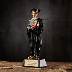 Personalised Male Resin Black & Gold Graduation Figurine Gift