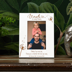 Uncle Remembrance White Photo Frame Personalised Portrait With Dandelions