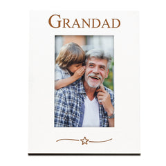 White Engraved Grandad Picture Photo Frame Star Gift Portrait