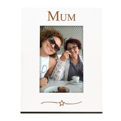 Mum Engraved White Wooden 6x4 Portrait Picture Photo Frame