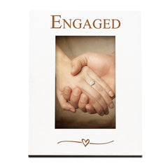 Engaged Engraved 6x4 White Wooden Photo Frame Gift