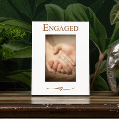 Engaged Engraved 6x4 White Wooden Photo Frame Gift