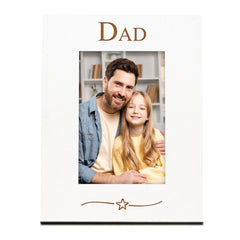 White Engraved Dad Picture Photo Frame Star Gift Portrait