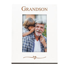 Grandson Engraved White Wooden 6x4 Portrait Picture Photo Frame