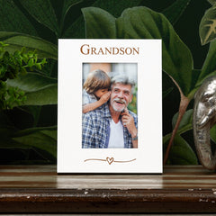 Grandson Engraved White Wooden 6x4 Portrait Picture Photo Frame