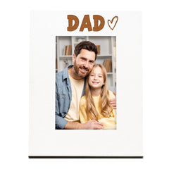 White Engraved Dad Heart Photo Frame Gift Portrait