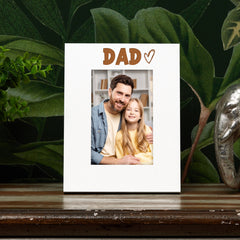 White Engraved Dad Heart Photo Frame Gift Portrait