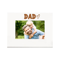 White Engraved Dad Heart Photo Frame Gift Landscape