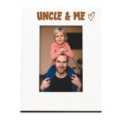 White Engraved Uncle & Me Heart Photo Frame Gift Portrait