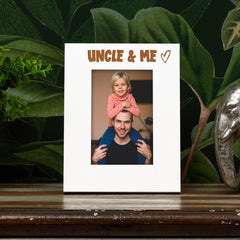 White Engraved Uncle & Me Heart Photo Frame Gift Portrait