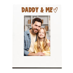 White Engraved Daddy & Me Heart Photo Frame Gift Portrait